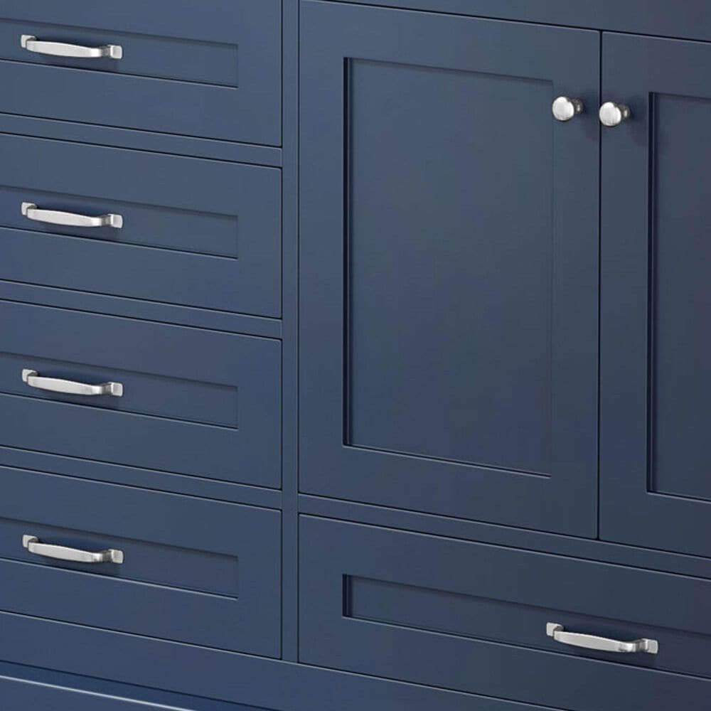 Lexora Home Dukes 80&quot; Double Bathroom Vanity in Navy Blue with 2 cm White Quartz Top and Rectangular Sinks, , large