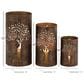 Maple and Jade Tree Cutout Decorative Indoor/Outdoor Candle Lantern in Brushed Copper (Set of 3), , large