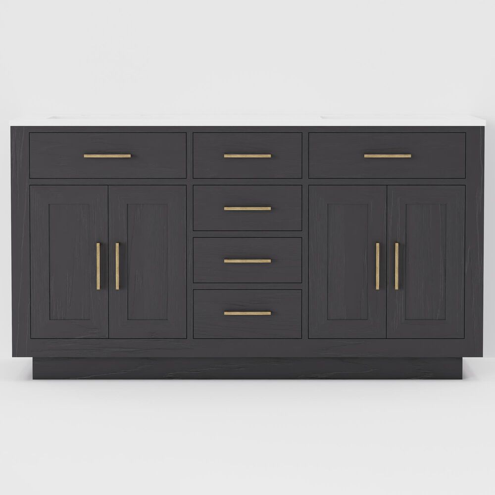 Lexora Home Abbey 60&quot; Double Bathroom Vanity in Black Oak with 2 cm White Cultured Marble Top and Rectangular Sinks, , large