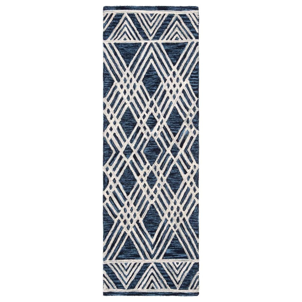 Safavieh Micro-Loop MLP155N 2"3" x 7" Navy and Ivory Runner, , large