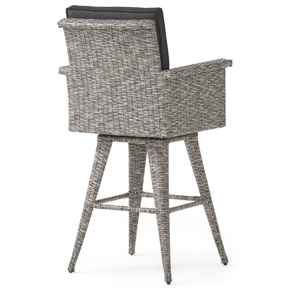 Hearth and Haven Outdoor Swivel Bar Stool in Dark Grey, , large