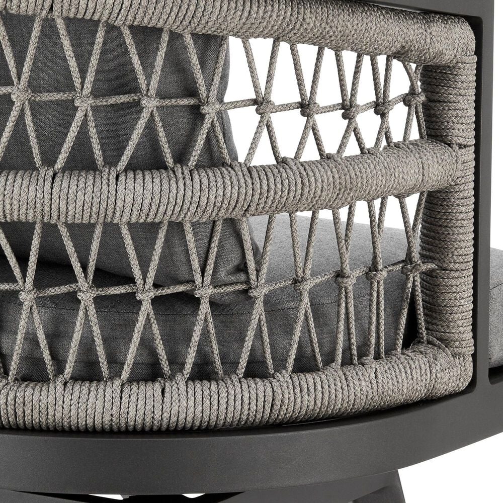 Armen Living Zella Patio Swivel Counter Height Bar Stool with Earl Gray Cushion in Gray, , large