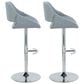 LumiSource Fabrico Swivel Adjustable Bar Stool with Blue Noise Fabric Upholstery and Rounded T Footrest in Chrome (Set of 2), , large