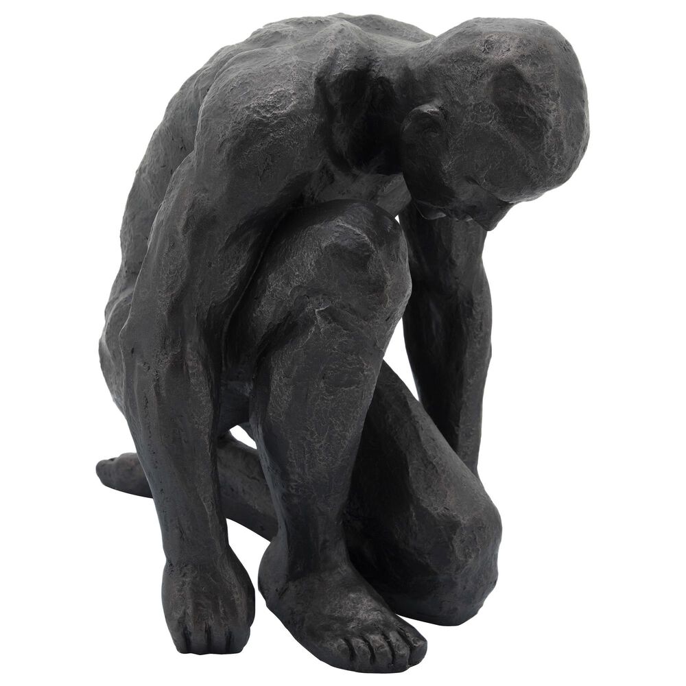 Sagebrook Home 16" Kneeling Man Sculpture in Black, , large