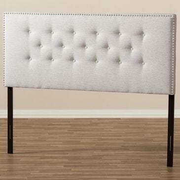Baxton Studio Windsor Full Upholstered Headboard in Greyish Beige, , large