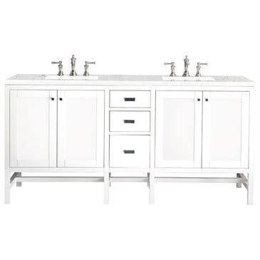 James Martin Vanities Addison 72" Double Bathroom Vanity in Glossy White with 3 cm Eternal Jasmine Pearl Quartz Top and Rectangular Sinks, , large