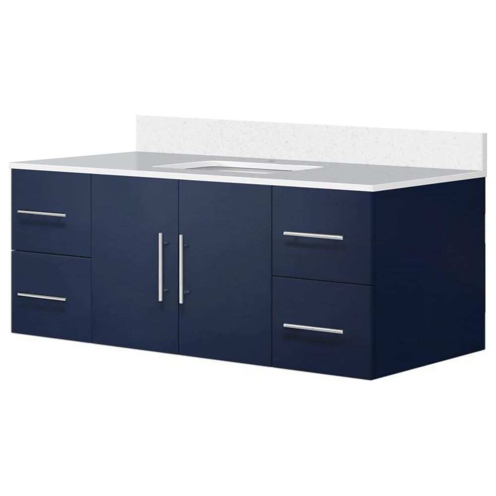 Lexora Home Geneva 48" Single Bathroom Vanity in Navy Blue with 2 cm White Quartz Top and Rectangular Sink, , large