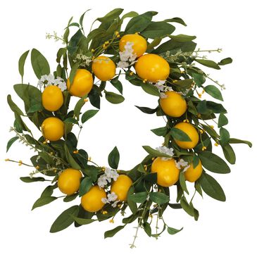 The Gerson Company 24" Lemon Wreath with Berry Accents in Yellow, , large