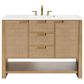James Martin Vanities Solene 48" Single Bathroom Vanity in Seaside Oak with 3 cm White Zeus Quartz Top and Rectangular Sink, , large