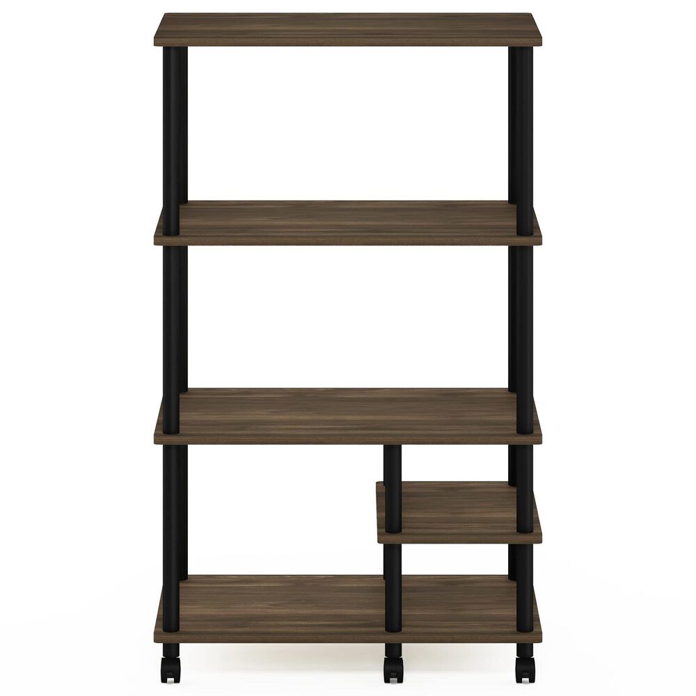 HOMLUX Turn-N-Tube 4-Tier Kitchen Storage Cart in Columbia Walnut and Black, , large