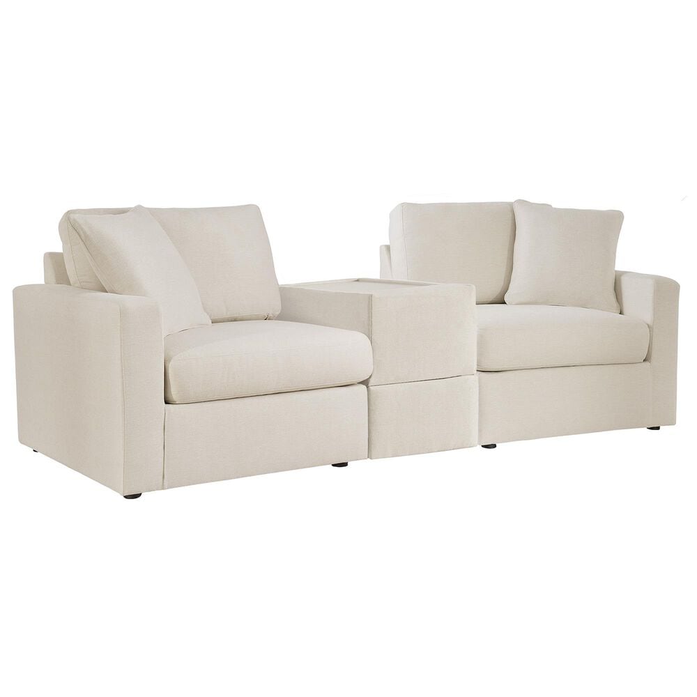 Ashley Modmax 3-Piece Stationary Loveseat with Storage Console in Oyster, , large