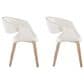 LumiSource Curvo Contemporary Upholstered Chair in Whitewashed Wood and White Faux Leather by LumiSource - Set of 2, , large