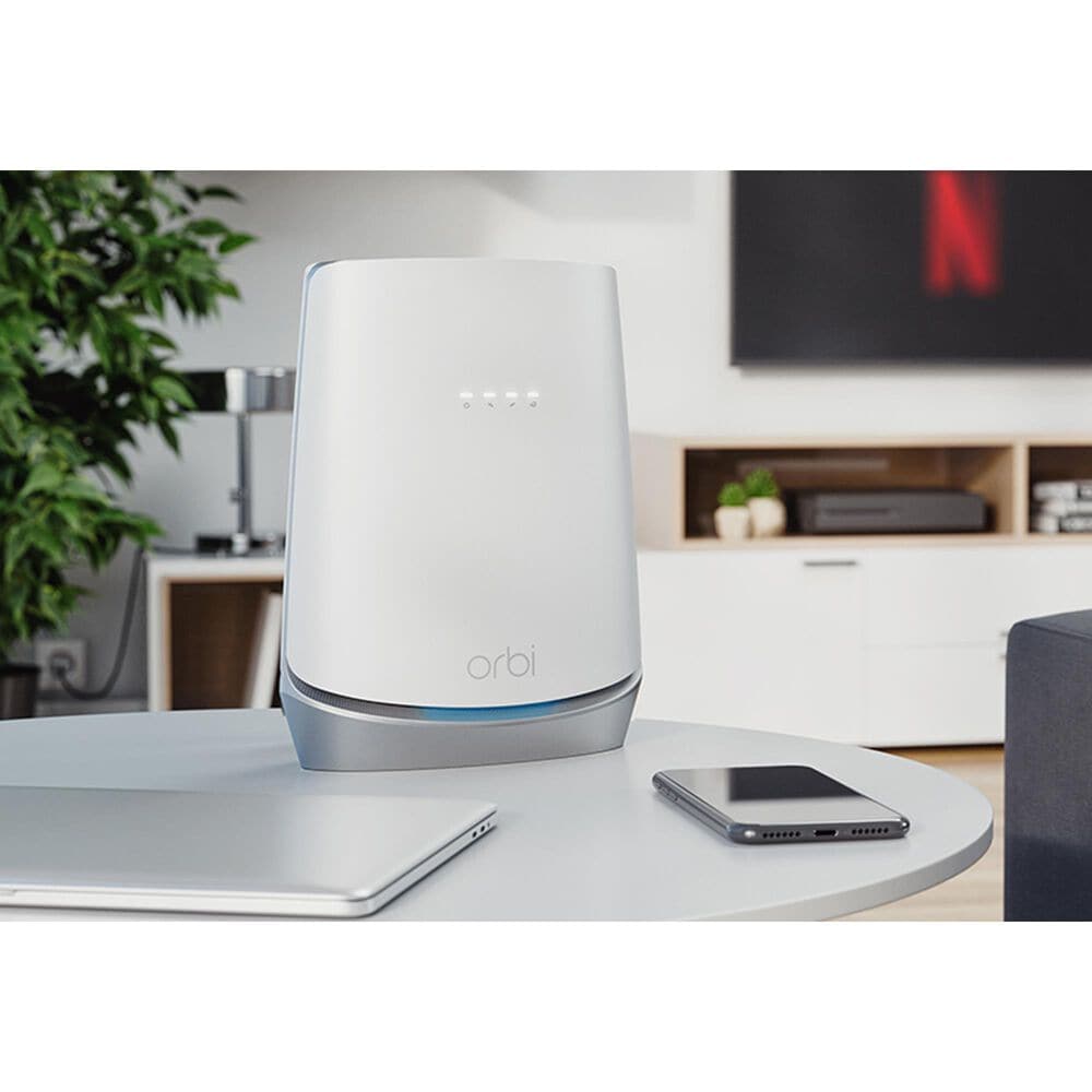 NETGEAR Orbi Tri-Band Wi-Fi System with Built-In Cable Modem Router and Satellite in White, , large