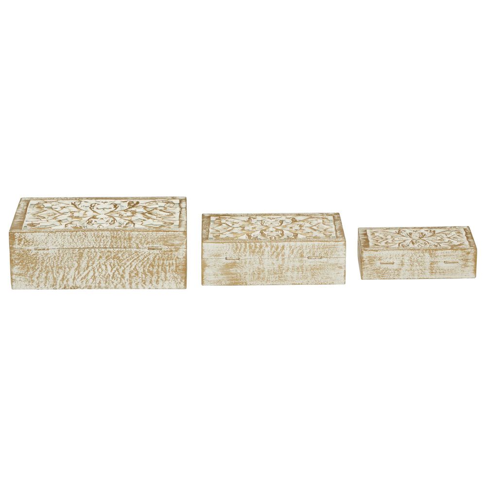 Maple and Jade Coastal Box in White and Brown &#40;Set of 3&#41;, , large