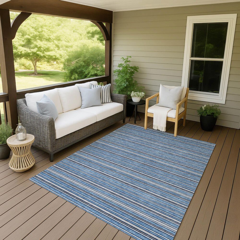 Dalyn Rug Company Soft Essentials Striped Denim 3' x 5' Indoor/Outdoor Area Rug, , large