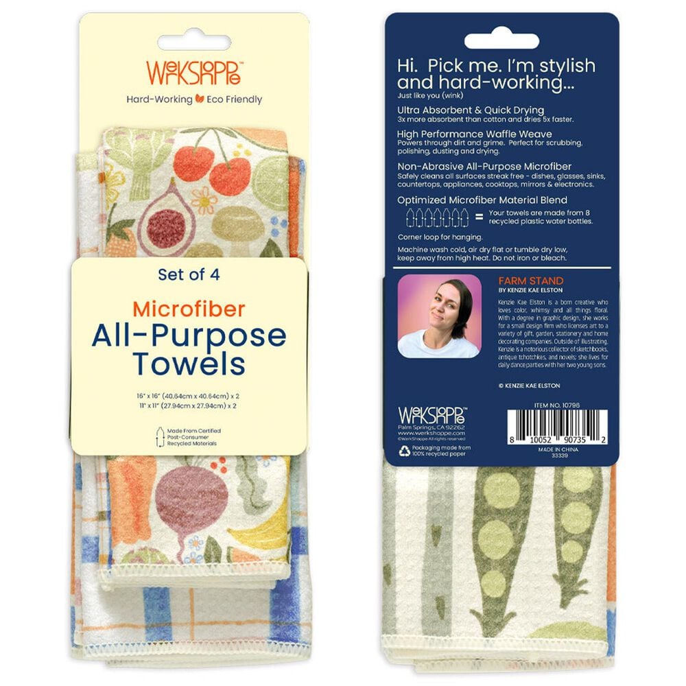 Werkshoppe Farm Stand All Purpose Towel Set in Multicolor &#40;Set of 4&#41;, , large