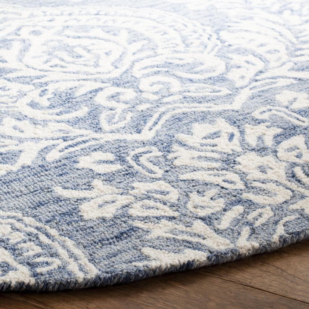 Safavieh Micro-Loop MLP512M 5&#39; Round Blue and Ivory Area Rug, , large