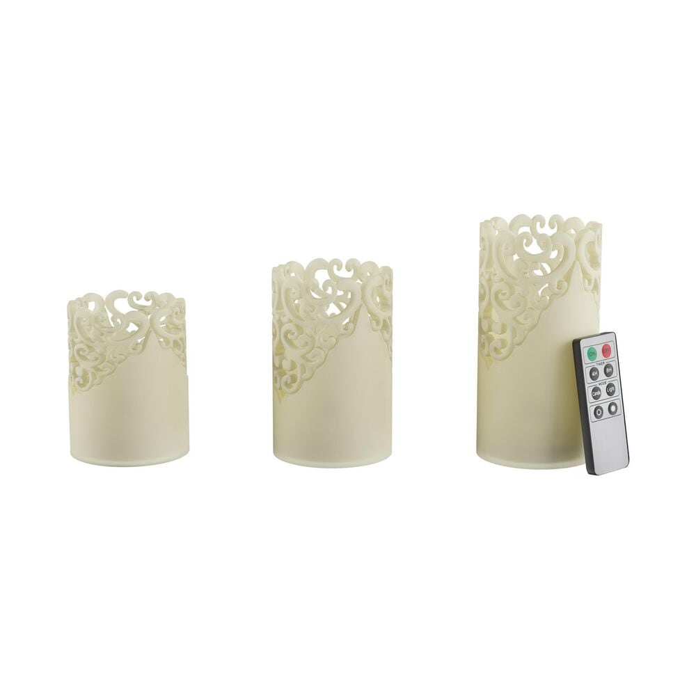 Timberlake Lavish Home 3 Flameless Pillar LED Candles in Vanilla, , large