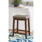 Linon Home Decor Claridge Counter Stool with Grey Cushion in Rustic Dark Brown, , large