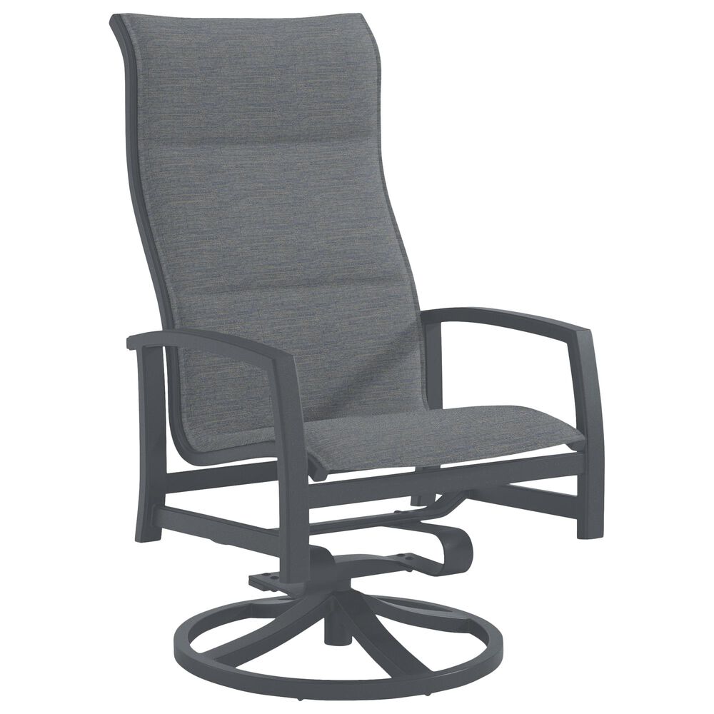 Tropitone Muirlands Padded High Back Swivel Rocker with Fog Bound Sling in Graphite, , large