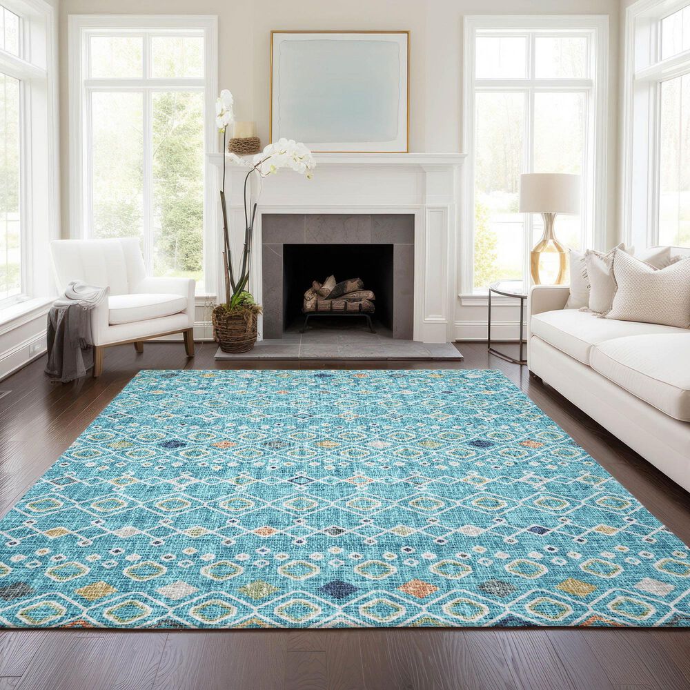 Dalyn Rug Company Portico Teal, Ivory, Navy, Copper, Fern and Silver 5&#39; x 7&#39;6&quot; Area Rug, , large