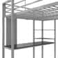DHP Abode Full Metal Loft Bed with Desk in Silver, , large