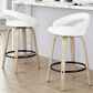 LumiSource Grotto Swivel Counter Stool with White Faux Leather Upholstery in Whitewashed Wood and Black (Set of 2), , large