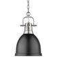 Golden Lighting Duncan Small Pendant in Matte Black with Chain in Pewter, , large