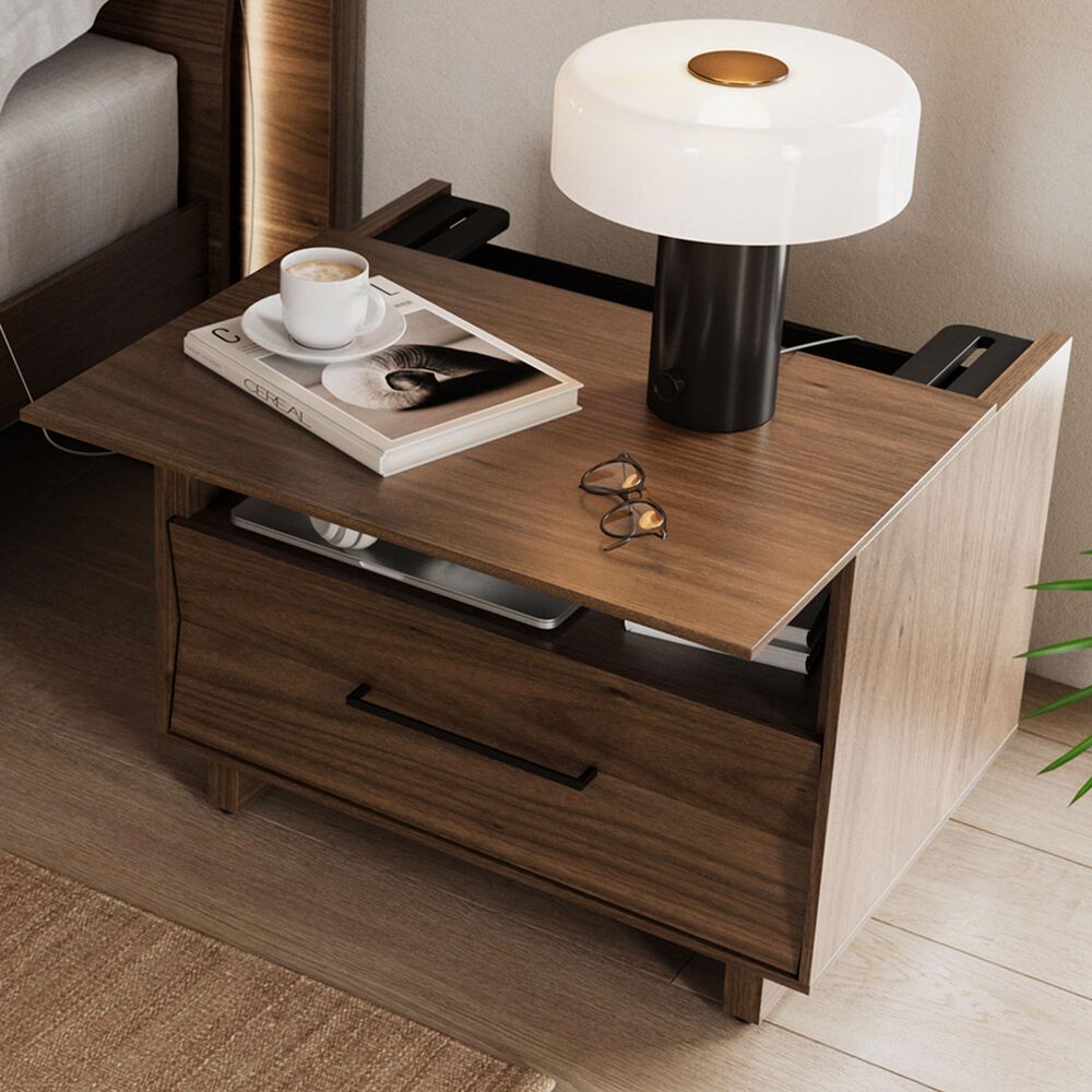 BDI Kava 28&quot; 1-Drawer Nightstand in Natural Walnut with Outlets and USB Ports, , large