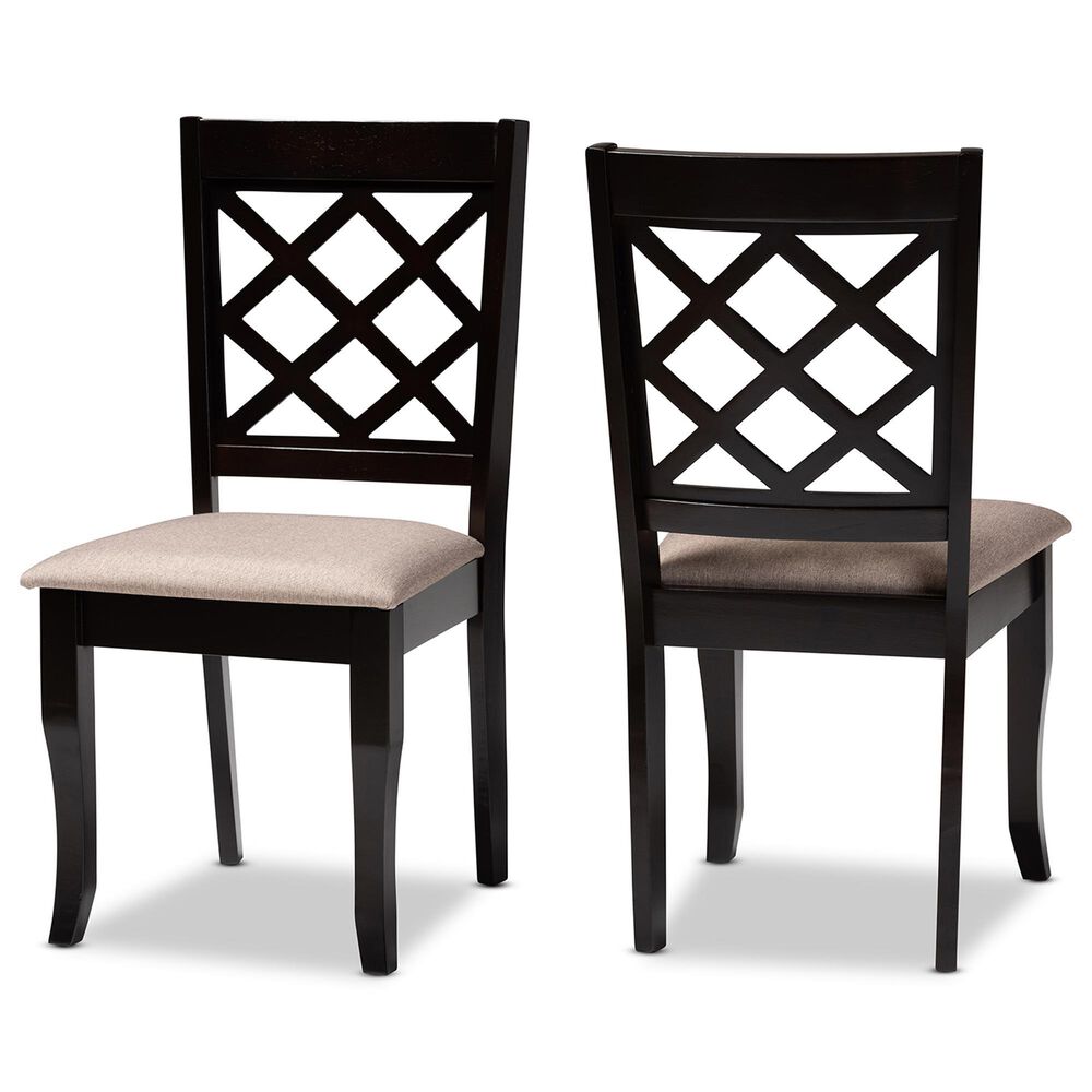Baxton Studio Verner Side Chair with Sand Cushion in Dark Brown (Set of 2), , large