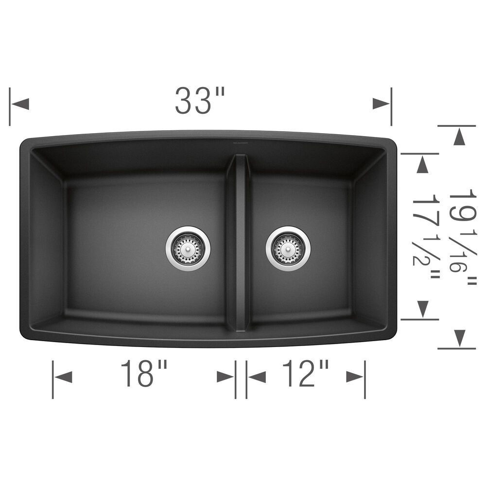 Blanco Performa 60/40 Double Bowl Kitchen Sink with Low Divide in Anthracite, , large