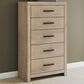 Ashley Sanginlane 5-Drawer Chest in Tan, , large