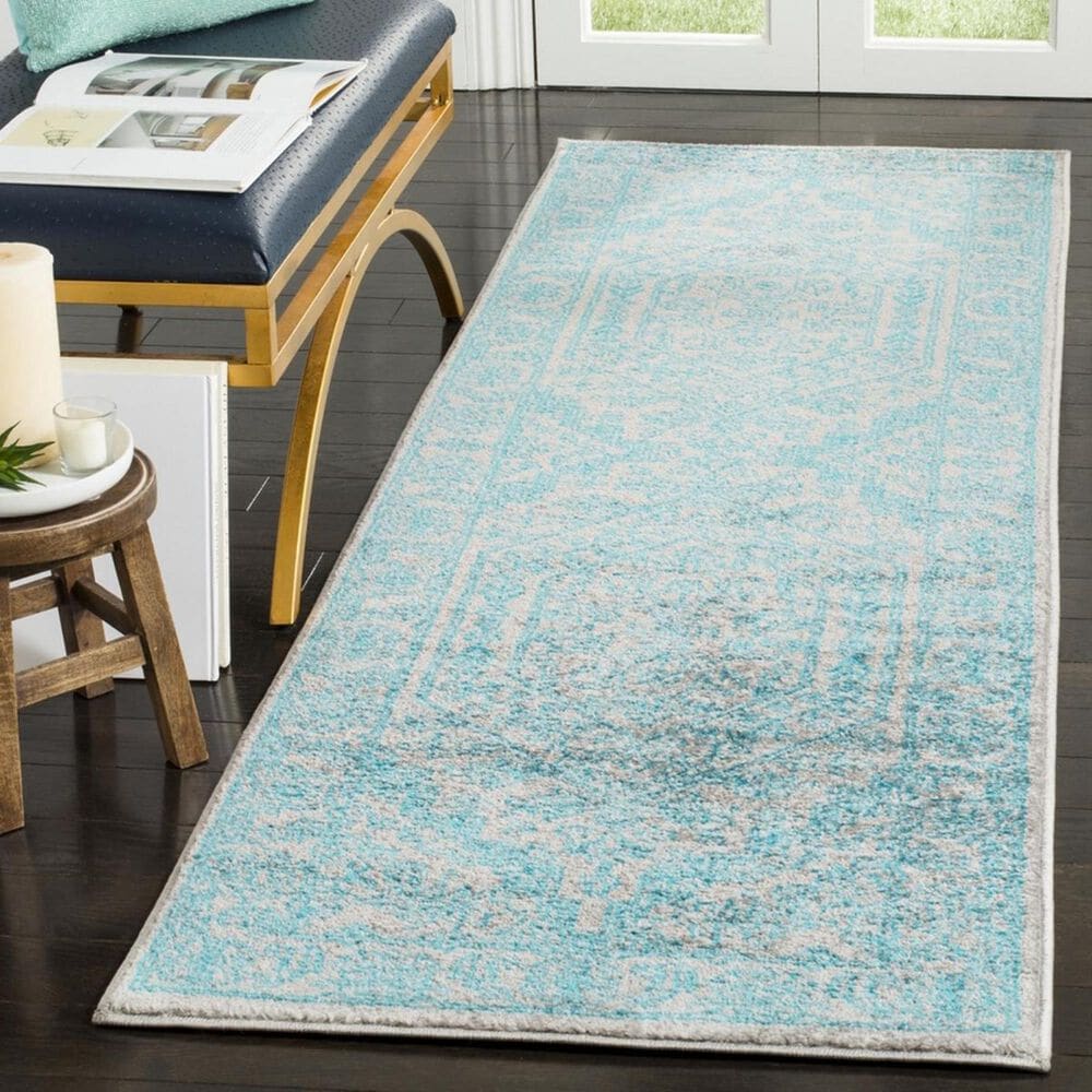 Safavieh Adirondack ADR108L 2"6" x 8" Light Grey and Teal Runner, , large