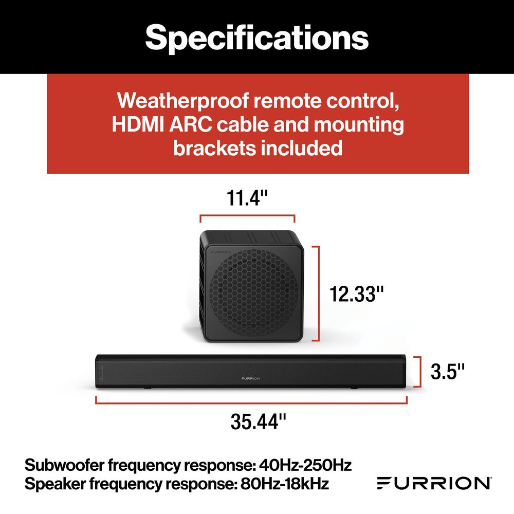 Furrion Aurora 55" Partial-Sun Premier 4K Outdoor Smart TV with 2.1 Outdoor Soundbar &amp; Wireless Subwoofer, , large