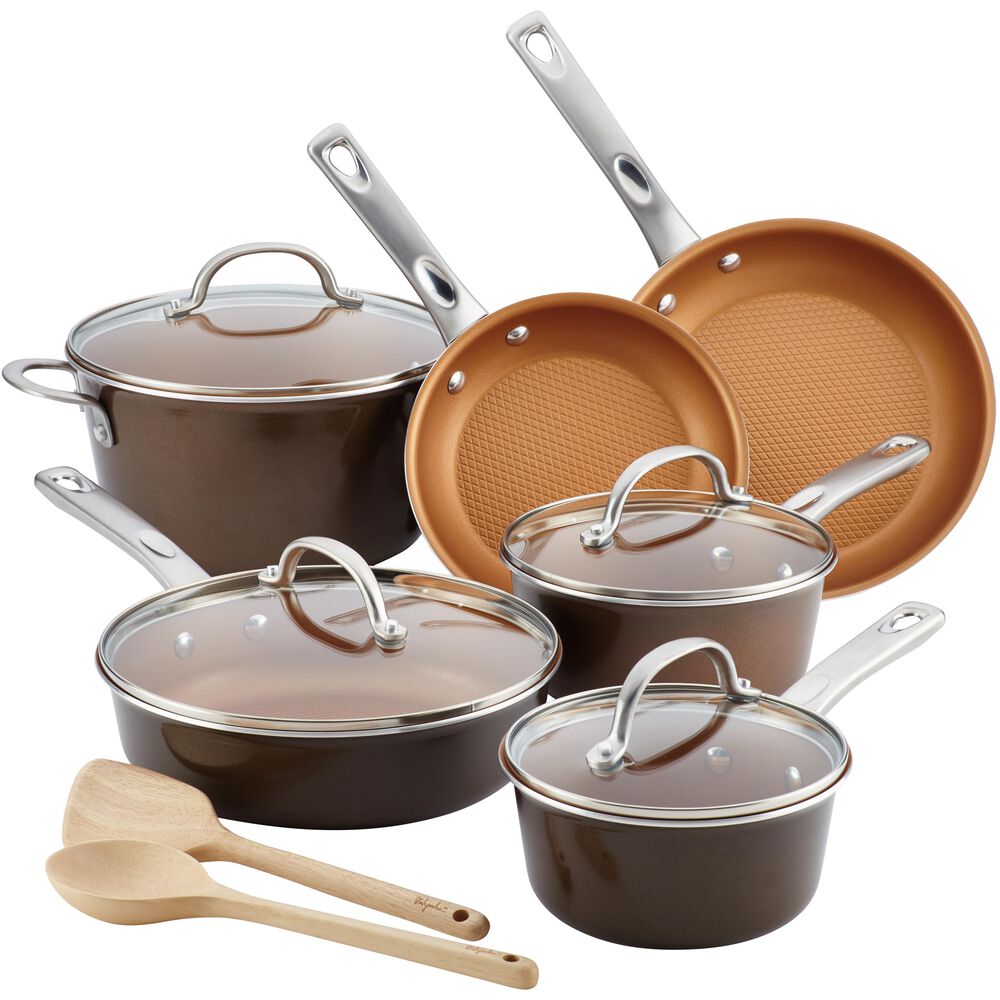 Ayesha Curry Cookware 12-Piece Cookware Set in Brown Sugar , , large