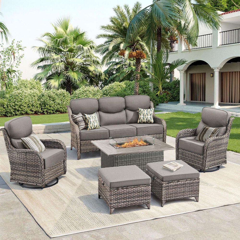Sunwell Garden Patio Ottoman in Gray (Set of 2), , large