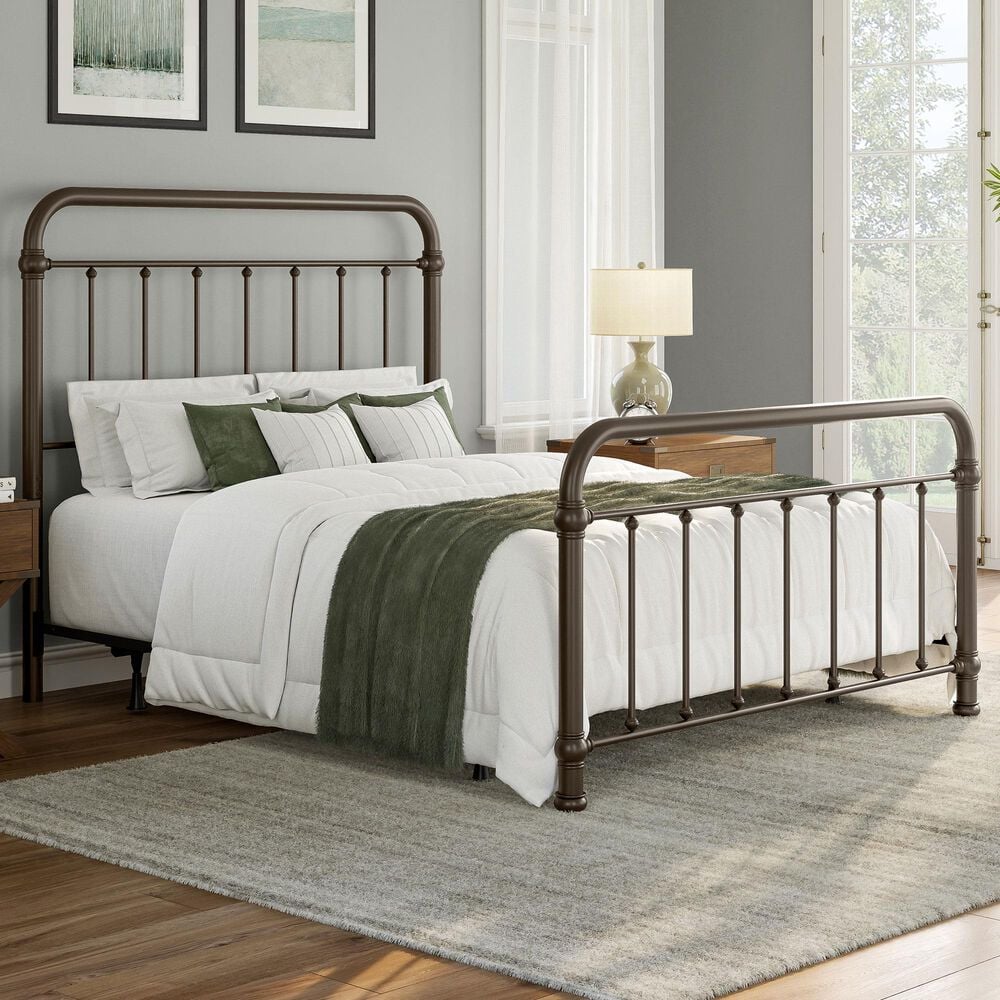 Richlands Furniture Kirkland Queen Slat Metal Bed in Dark Bronze, , large