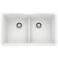 Blanco Diamond Equal Double Bowl Kitchen Sink with Low Divide in White, , large