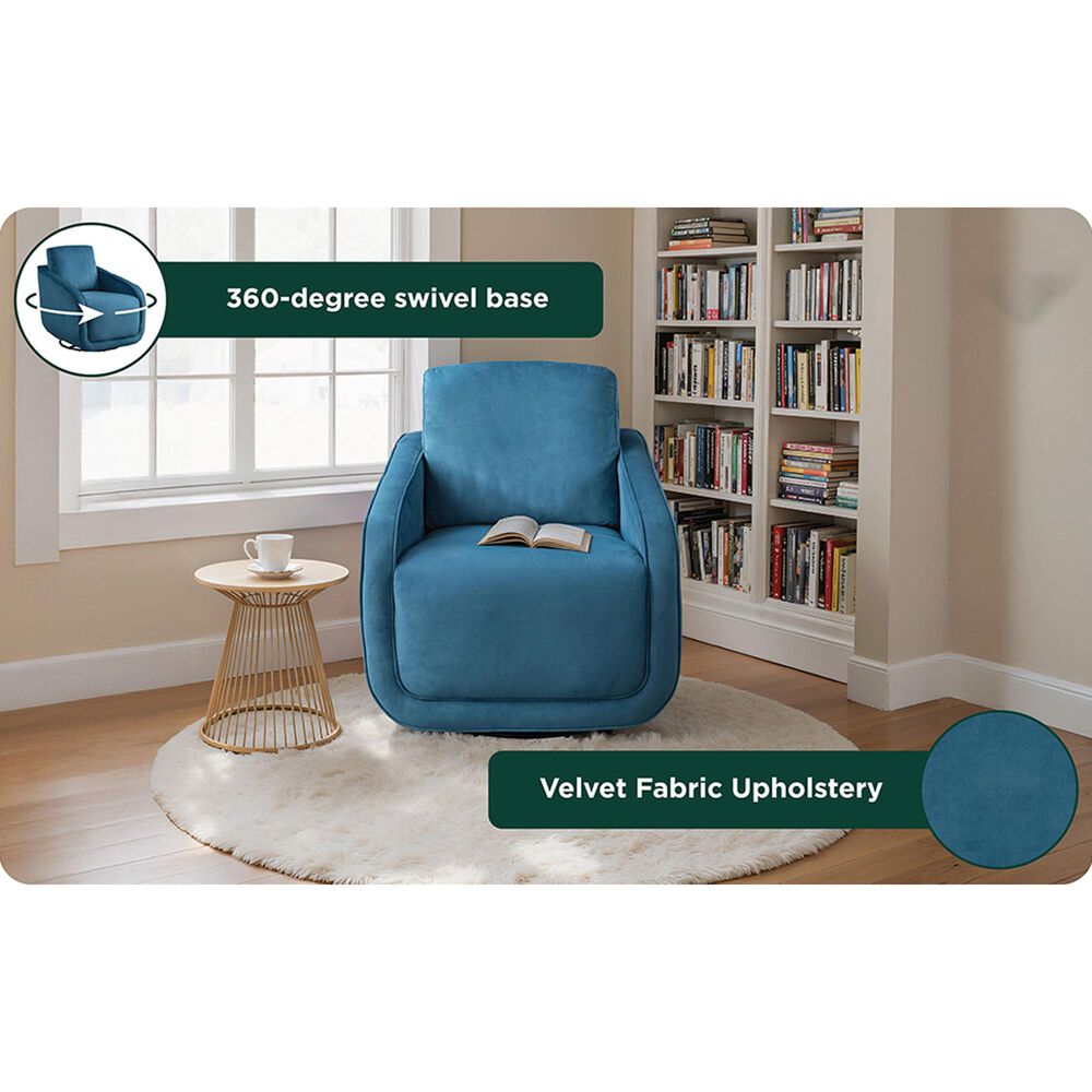 Lifestyle Solutions Lydia Swivel Accent Chair in Blue, , large