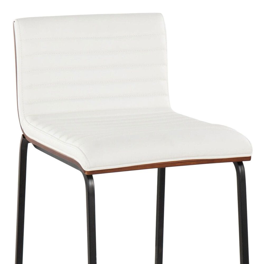 Lumisource Mason Mara Counter Stool with White Cushion in Black and Walnut &#40;Set of 2&#41;, , large