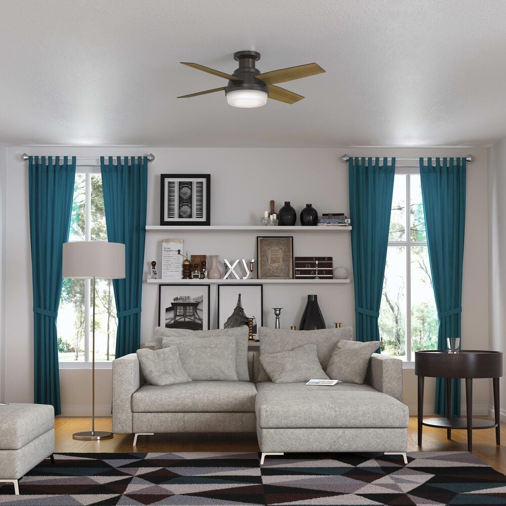 Hunter Dempsey Low Profile 44&quot; Ceiling Fan with Lights in Noble Bronze, , large