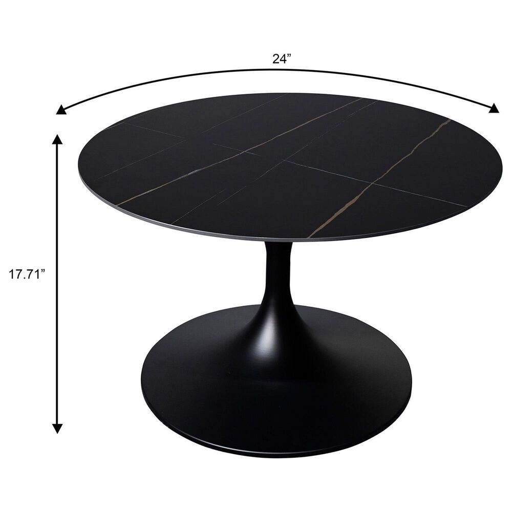 Leisuremod Verve 24&quot; Coffee Table with Sintered Stone Top in Black, , large