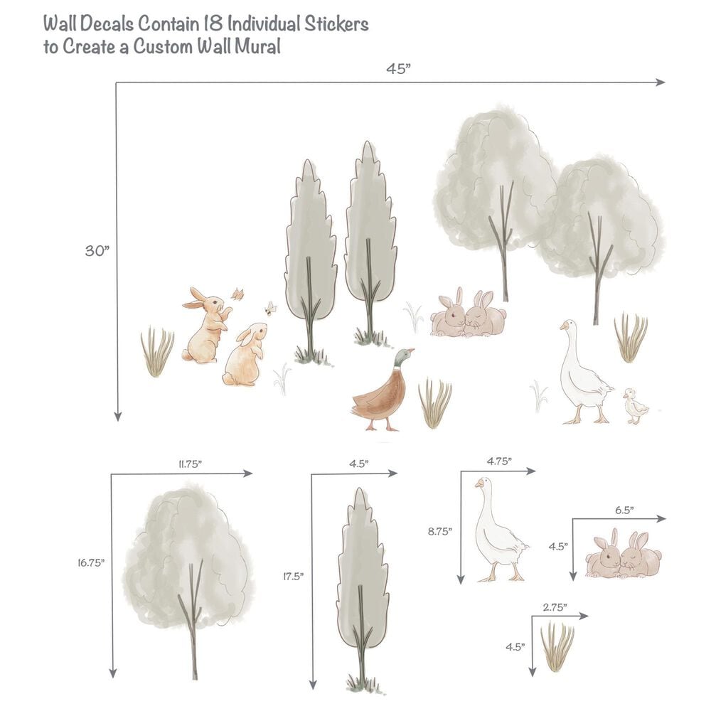 Lambs &amp; Ivy Bunny Hop 4-Sheet Wall Decal in Multicolor, , large