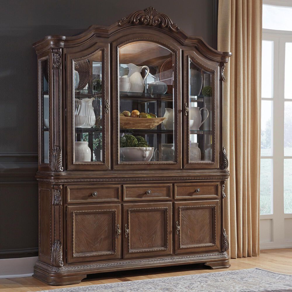 Signature Design by Ashley Charmond Buffet and Hutch in Dark Brown, , large