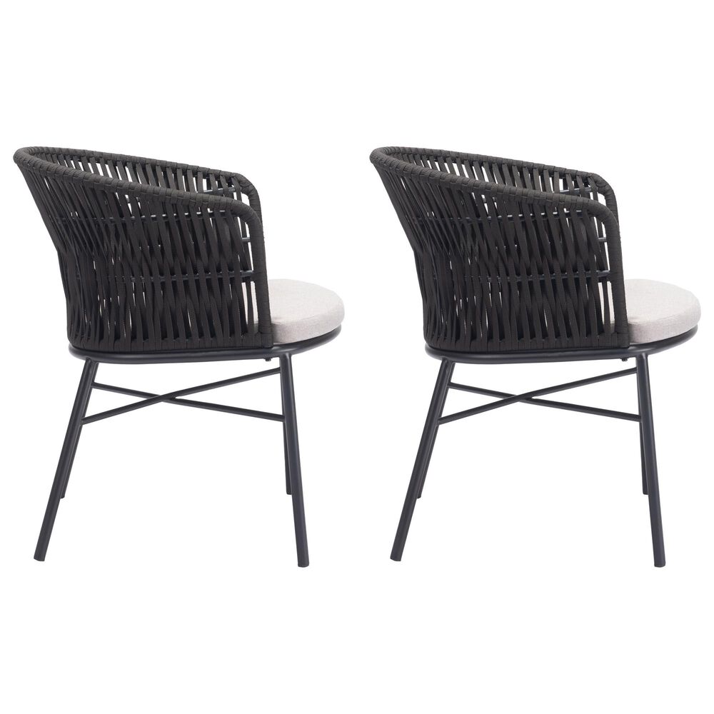 Zuo Modern Freycinet Outdoor Dining Chair with Black Back in Gray (Set of 2), , large