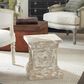 Maple and Jade 17" Vintage Resin Pedestal Table in White and Beige, , large