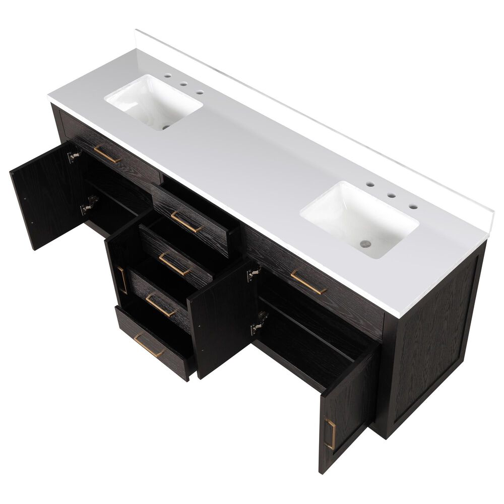 Lexora Home Abbey 80&quot; Double Bathroom Vanity in Black Oak with 2 cm White Cultured Marble Top and Rectangular Sinks, , large