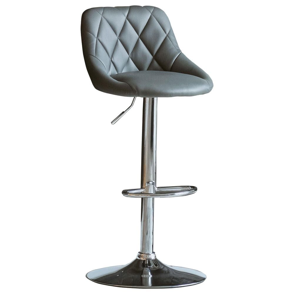 Mayberry Hill Melissa Adjustable Swivel Bar Stool with Grey Cushion in Chrome, , large