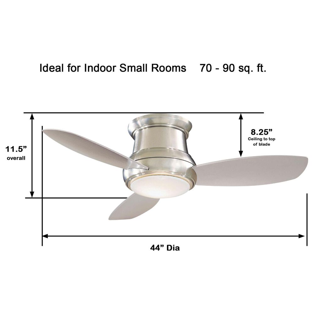 Minka-Aire Concept II 44" Flush Mount Ceiling Fan with LED Light in Brushed Nickel, , large
