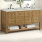 James Martin Vanities Breckenridge 60" Double Bathroom Vanity in Light Natural Oak with 3 cm Victorian Silver Quartz Top and Rectangular Sinks, , large